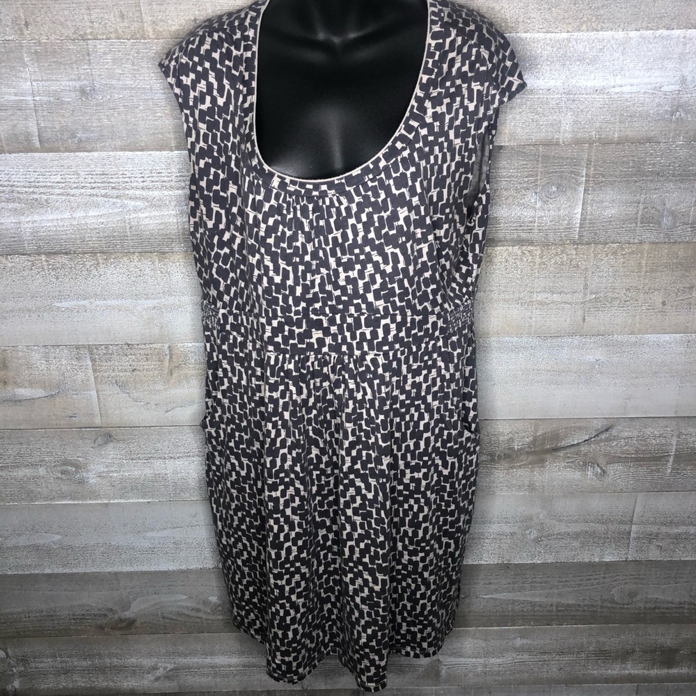 Boden Black and Cream Midi Dress